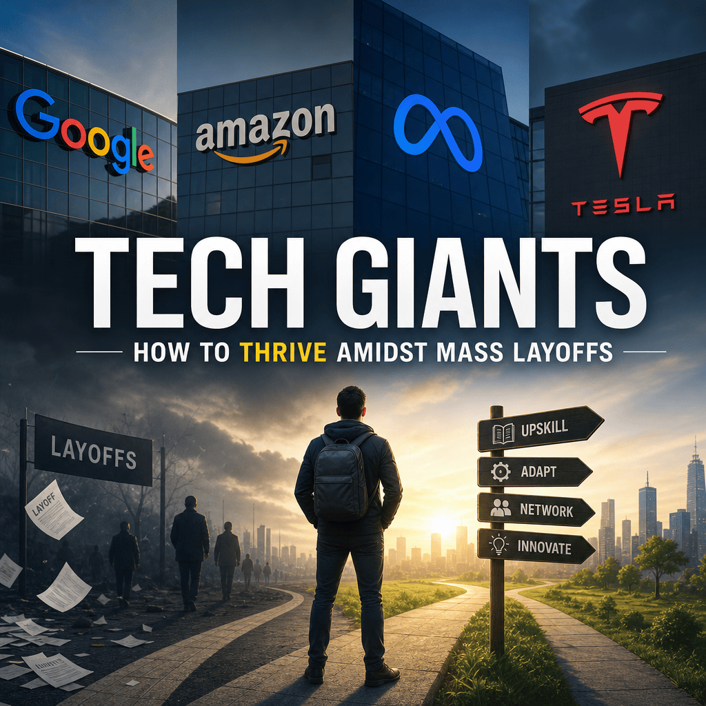 Additional Illustration of Tech Giants (Google, Amazon, Meta, Tesla): How to Thrive Amidst Mass Layoffs