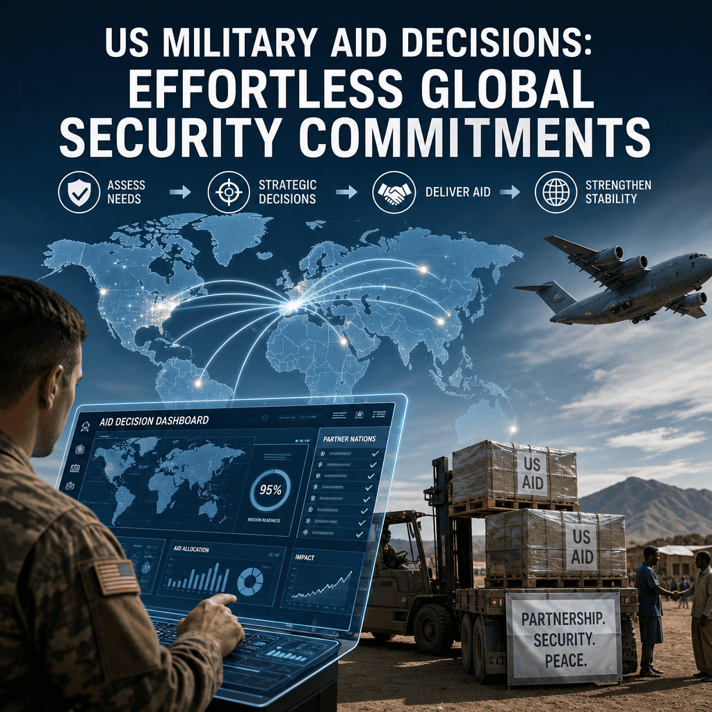 Illustration of US Military Aid Decisions: Effortless Global Security Commitments