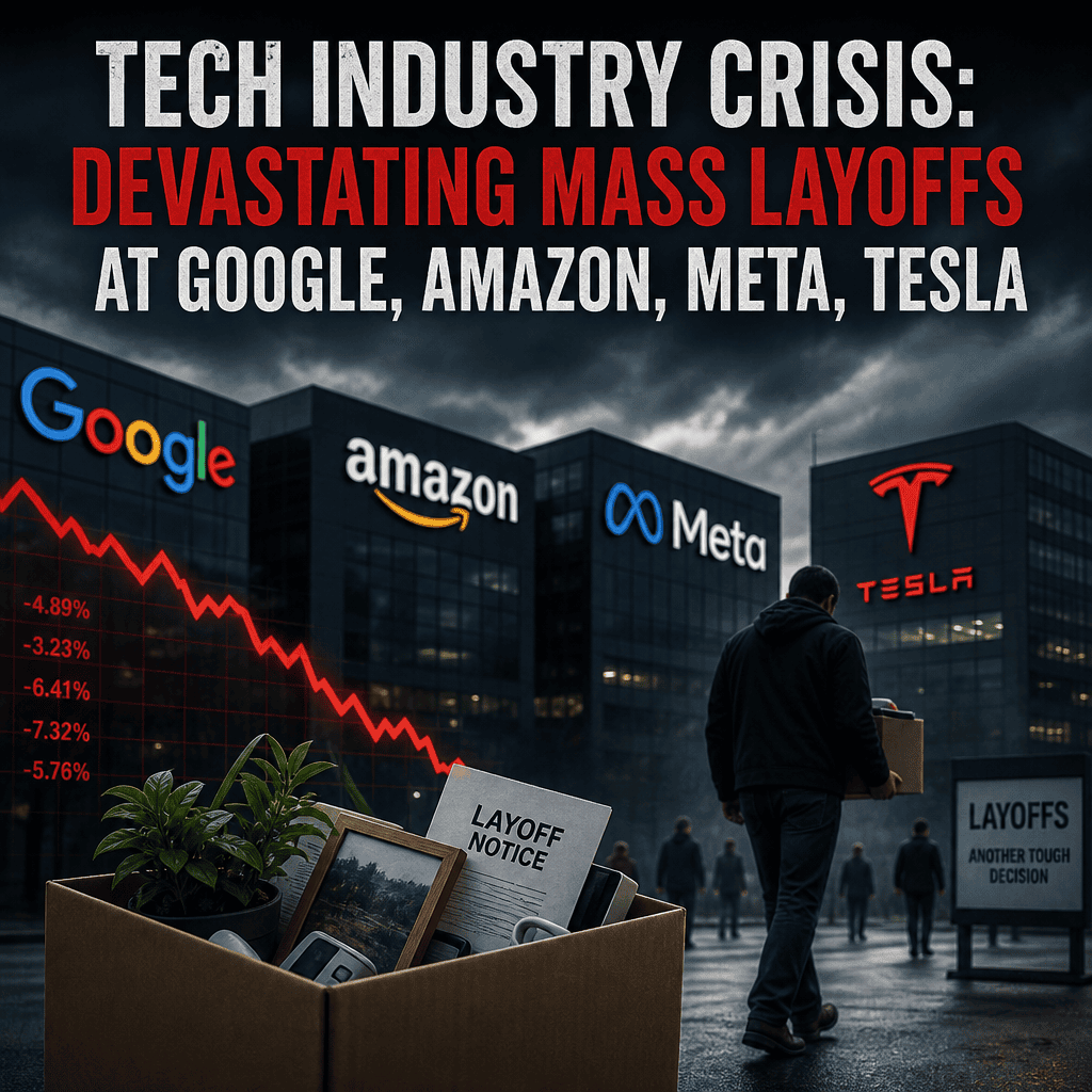 Additional Illustration of Tech Industry Crisis: Devastating Mass Layoffs at Google, Amazon, Meta, Tesla